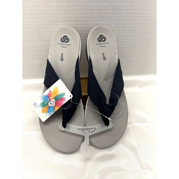 Cloudsteppers by Clarks Womens Arla Glison Navy/Gray Flip-Flops Thongs Women 12 - Picture 1 of 6